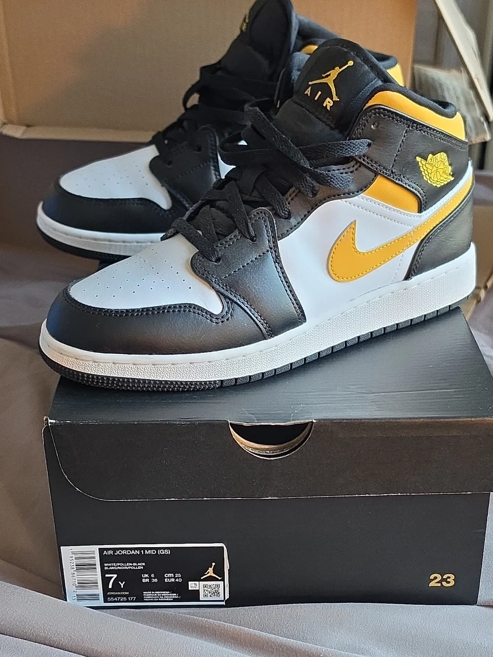 Nike Kids Black, White and Yellow High-Top Sneakers